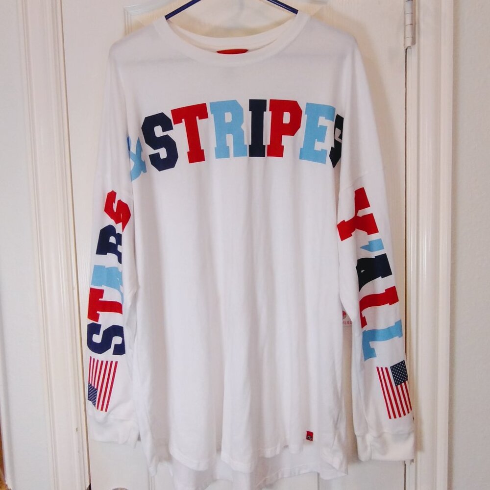 Marley Lily Stars and Stripes Ya'll Long Sleeve Shirt Size L/XL NWT